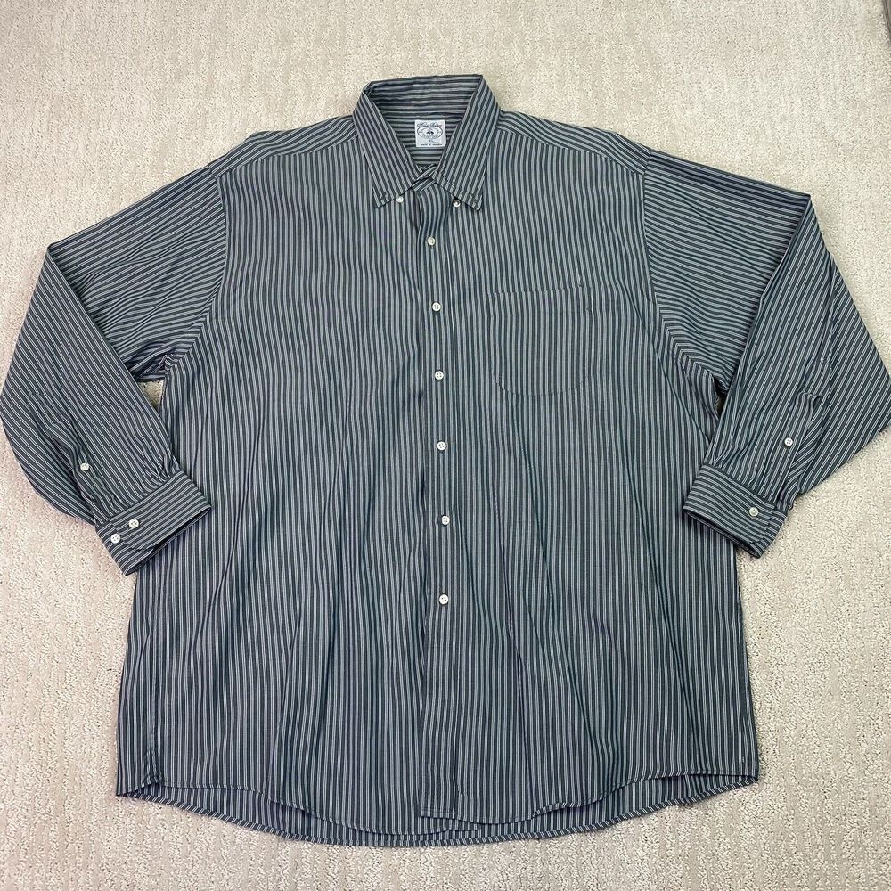 Brooks Brothers Button Down Shirt Mens XL Gray Stripe‎ Long sleeve